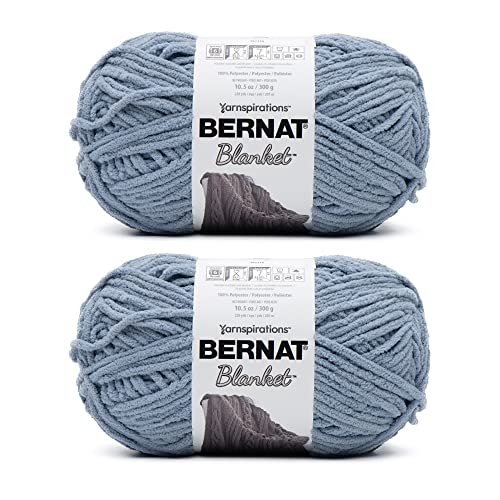 Bernat Deckengarn, grau-blau, 2 Packungen mit 300 g – Polyester – 6 super sperrig – 220 Meter – Stricken/Häkeln von Bernat