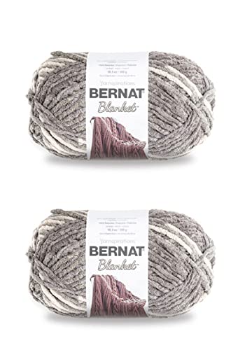 Bernat Deckengarn aus silberfarbenem Stahl – 2 Packungen mit 300 g – Polyester – 6 super sperrig – 220 Meter – Stricken, Häkeln, Basteln und Amigurumi von Bernat