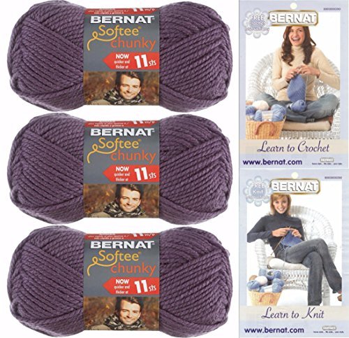 Bernat Softee Chunky Garn, Super Bulky #6, 3 Knäuel, Dark Mauve Bundle 28323 von Bernat