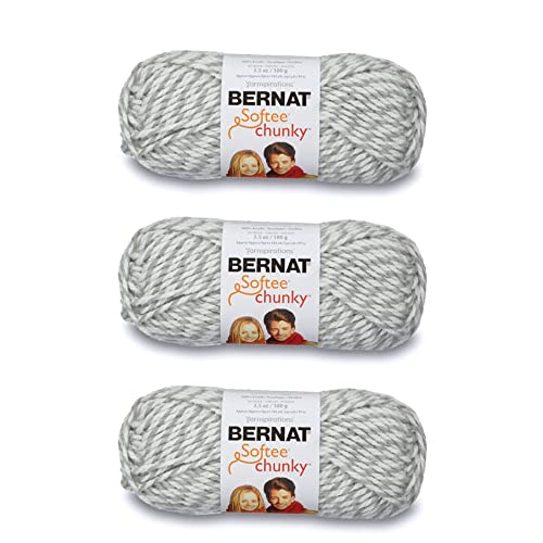 Bernat Softee grobes graues Ragg-Garn – 3 Packungen mit 100 g – Acryl – 6 super sperrig – 90 m – Stricken/Häkeln von Bernat