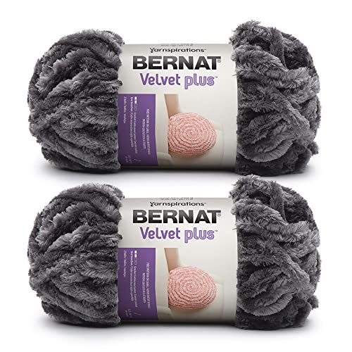 Bernat Velvet Plus Vapor Gray Garn – 2 Packungen mit 300 g – Polyester – 6 super sperrig – Stricken/Häkeln von Bernat