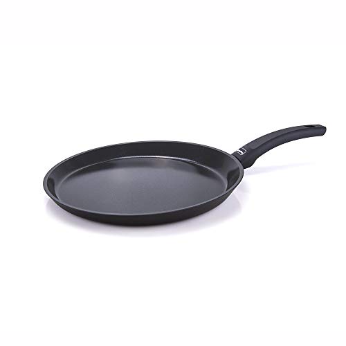 Berndes Pfanne mit flachem Rand für Crêpes und mehr 28 cm, Induktionsgeeignet, Aluminium, schwarz, 011289, Antihaft, 49 x 30 x 9,5 cm von Berndes