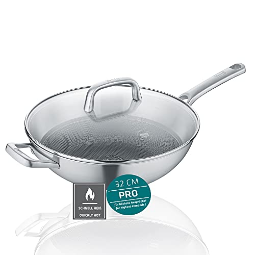 Berndes Wok Tricion Resist 32 cm, Wokpfanne mit Deckel 5,7 l Volumen, für alle Herdarten inkl. Induktion, antihaft beschichtet von Berndes