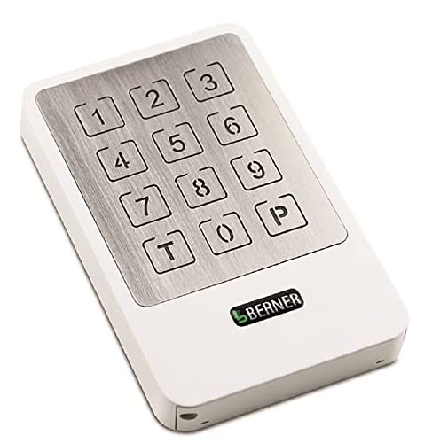 Berner Funk-Codetaster BDS591 (weiß, für Garagentorantriebe, Tastatur aus Edelstahl, Frequenz 868 MHz, 10 Kanal, inkl. Wandhalterung, für Innen- / Außenbereich) 2906741 von Berner