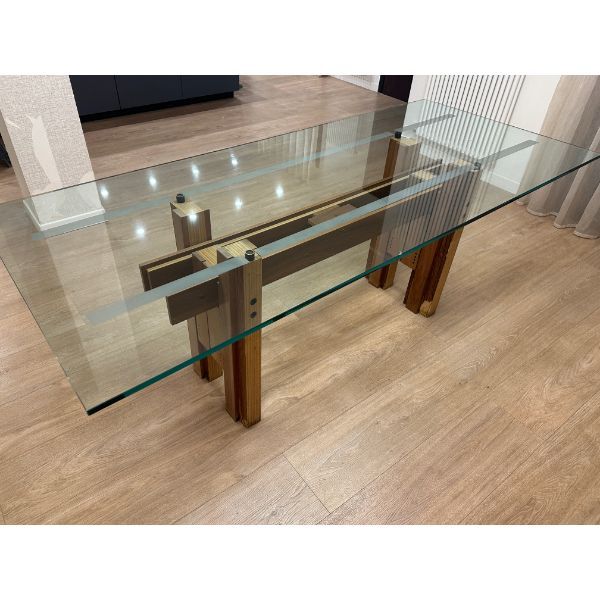 Cangrande Massivholz-Walnuss Esstisch Rechteckig von Franco Poli, Bernini von Bernini