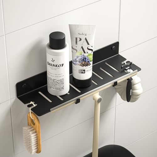 Bernkot Duschablage Shampoo Halterung für Dusche,Badezimmer Duschregal Wandregal Dusche Badregal 30.5×9×4cm, Schwarz von Bernkot
