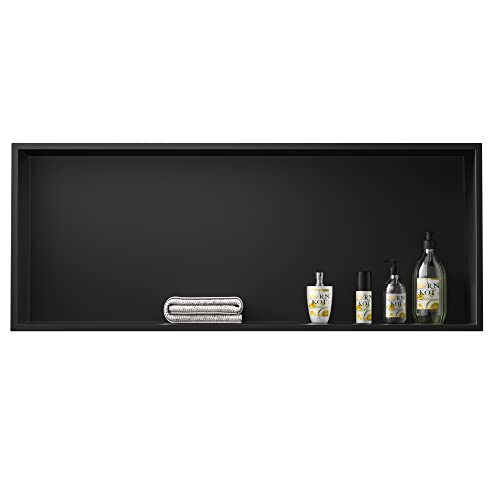 Bernkot Duschnische Schwarz 304 Edelstahl 90 x 30 x 10 cm Keine Fliesen erforderlich Wandnische für Badezimmer Berge Installation von Bernkot
