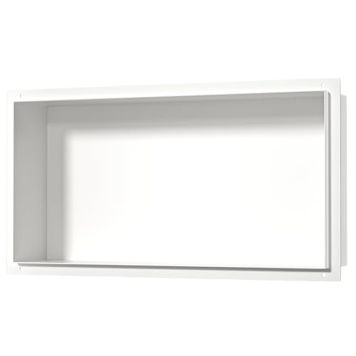 Bernkot Duschnische aus Edelstahl weiß 60 cm × 30 cm × 10 cm Keine Fliesen erforderlich Nischendusche für die Badezimmeraufbewahrung versenkte Duschnische, randlos, bündige Montage von Bernkot