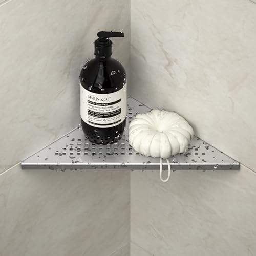 Bernkot Eck Duschregal, Edelstahl 304 Badezimmerregal aus Stahl mit Gitterdesign für geflieste Wände, Einbauregal für die Badrenovierung (gebürstet, 254mm) von Bernkot
