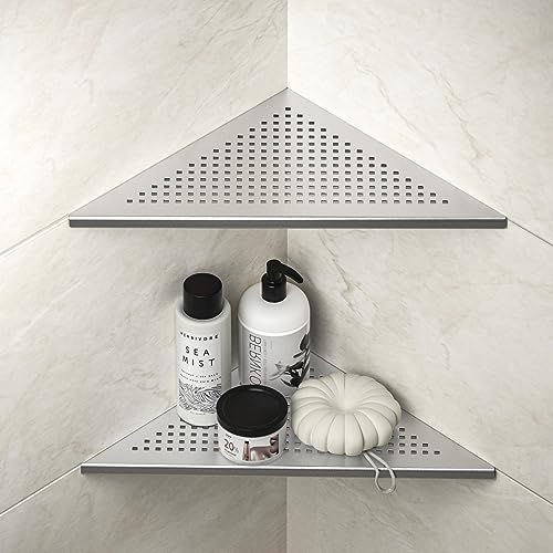 Bernkot Eck-Duschregale, 30,5 cm, gebürstetes 304 Edelstahl, versenktes Eckregal, Badezimmer-Duschregal für geflieste Wand, ohne Bohren, 2 Stück, große Größe von Bernkot