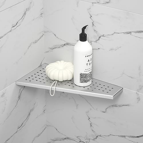 Bernkot Eckablage Duschablage 304 Edelstahl ohne Bohren für Badezimmer Shampoo Halter Organizer Trapezförmiges quadratisches Loch 305 * 155mm von Bernkot