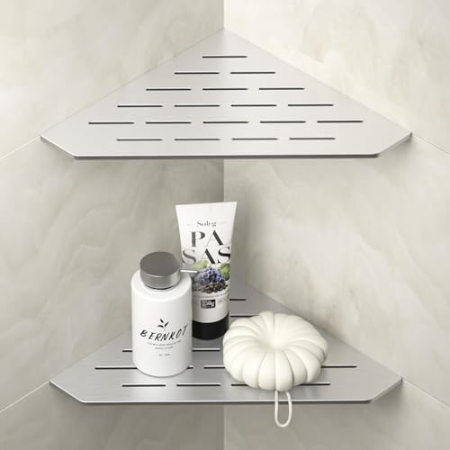 Bernkot Eckdusche-Regal 254mm Matt Schwarz 304 Edelstahl Pentagonal Eckregal Einbaubad Lagerung Shampoo Halter Organizer Küche Regal Rack, Keine Bohrung, Silber Gebürstet, 2 Stück Bernkot Eckdusche-Regal 254mm Matt Schwarz 304 Edelstahl Pentagonal Eckregal Einbaubad Lagerung Shampoo Halter Organizer Küche Regal Rack, Keine Bohrung, Silber Gebürstet, 2 Stück von Bernkot