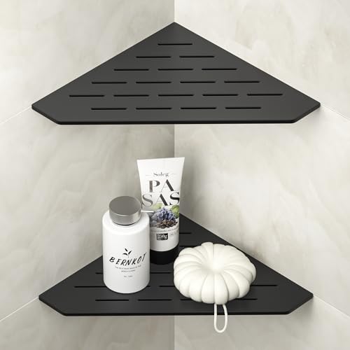 Bernkot Eckdusche Regal 304 Edelstahl-Pentagonal Heavy Duty-Sich hin- und Herbewegende Eckscheren-Schlitz-Design-vertieftes Badezimmer-Regal für Geflieste Wand 2-Pack, kein Bohren, Schwarz Bernkot Eckdusche Regal 304 Edelstahl-Pentagonal Heavy Duty-Sich hin- und Herbewegende Eckscheren-Schlitz-Design-vertieftes Badezimmer-Regal für Geflieste Wand 2-Pack, kein Bohren, Schwarz von Bernkot