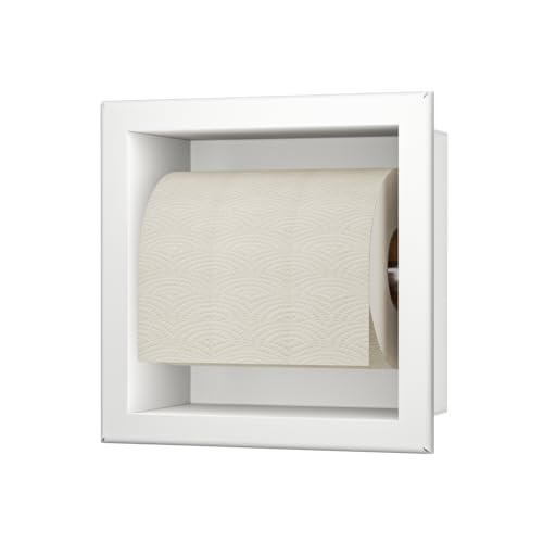 Bernkot Unterputz-Toilettenpapierhalter Edelstahl, WC Toilettenpapierhalter für das Badezimmer Halterung,17.3×17.3×8.7cm, Weiß Bernkot Unterputz-Toilettenpapierhalter Edelstahl, WC Toilettenpapierhalter für das Badezimmer Halterung,17.3×17.3×8.7cm, Weiß von Bernkot