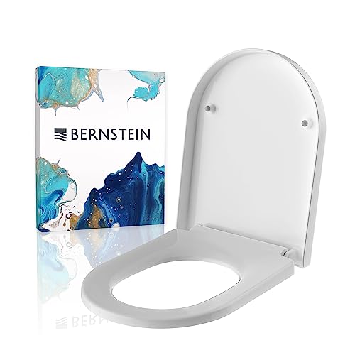 WC-Sitz mit Absenkautomatik U1002 Weiss, abnehmbarer Toilettensitz aus Duroplast, Ersatz-WC-Brille Soft-Close-Funktion D-Form, Edelstahlbefestigung von BERNSTEIN