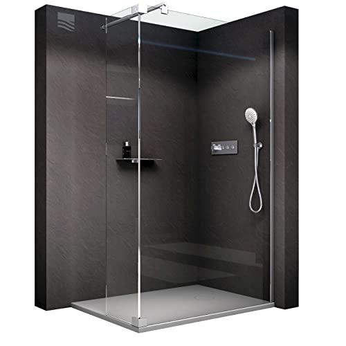 BERNSTEIN Duschwand 120x200 cm ESG Glas 8mm Walk-In Duschabtrennung NT109 Klarglas mit Spritzschutz Glas-Duschwand Dusche Duschtrennwand von BERNSTEIN
