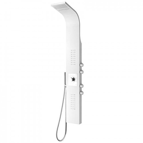 BERNSTEIN Duschpaneel 8815 aus Edelstahl Duschsystem mit Sedal-Thermostat Duschsäule in Weiß, 48 Massagedüsen, Regendusche, Schwalldusche und Handbrause von BERNSTEIN