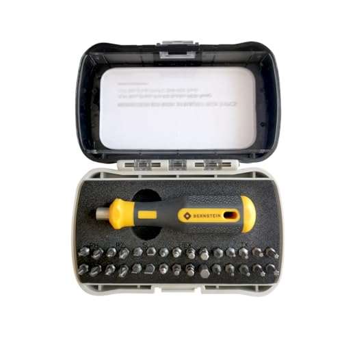 BERNSTEIN /4 ZOLL BIT-BOX 31-Teilig | Schlitz 3.0-5.0, Phillips PH0 - PH2, Pozi drive PZ1 - PZ2, Sechskant 1.5-6.0, Torx T5 - T25 + Griff Bitmagnethalteraufnahme von Bernstein Tools for Electronics