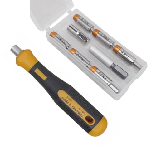 BERNSTEIN Drehmoment-Adapter Satz 9-tlg 0.1-0.6Nm (+Bit Adapter+Griff) | Plus 2 Stück Bit Adapter 1/4 Zoll auf 4 mm in Kunststoff Quadro-Box von Bernstein Tools for Electronics