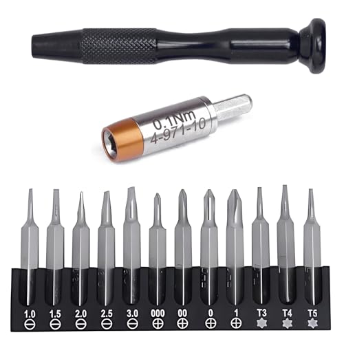 BERNSTEIN Torque Line Drehmoment Set | Drehmoment-Adapter 0.5 Nm für C4 Bits (4 mm Sechskant) + ESD Bit Halter ableitfähig für 4mm (5/32 Zoll) 6kt Bits + 12 tlg. Schraubendreher Satz von Bernstein Tools for Electronics
