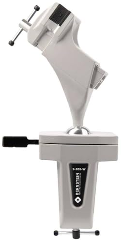 BERNSTEIN Spannfix Kugelgelenk-Schraubstock Drehbar 360° + 45° Neigbar | Weiß | Zum Anklemmen an die Werkbank | Backenbreite 50mm | Tischschraubstock Weiß | Spannweite 70 mm von Bernstein Tools for Electronics