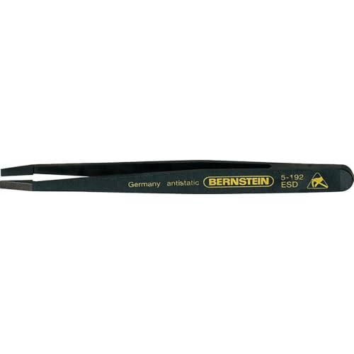 Bernstein Werkzeug Kunststoff-Pinzette abgesetzte, gerade-flach-breite Spitzen, leitfähig, 120 mm, 5-192 von Bernstein Tools for Electronics