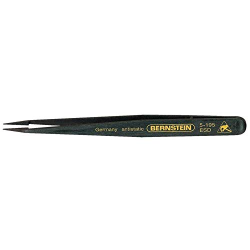 Bernstein Werkzeug Kunststoff-Pinzette gerade, abgesetzte Spitzen, leitfähig, 120 mm, 5-195 von Bernstein Tools for Electronics