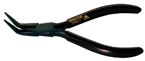 Bernstein Werkzeug Spitzzange abgewinkelt, 145 mm mit langen Backen, brüniert, schwarze ableitfähige Tauchisolation, 3-945-7 von Bernstein Werkzeug GmbH