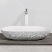 Aufsatzwaschbecken Bernstein O-540 ocean Mineralguss Vintage 54x34x12cm mit Blende Weiß von Bernstein