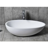 Aufsatzwaschbecken Bernstein TWA65 Mineralguss 60x35x16cm Weiß matt mit Ablaufgarnitur mit Blende Weiß von Bernstein