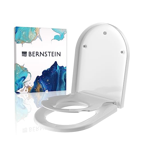 BERNSTEIN WC-Sitz mit Kindersitz-Toilettendeckel Klodeckel mit Absenkautomatik und Quick-Release-Funktion, Familien Toilettensitz mit Montagematerial und Magnethalterung robuster Deckel D-Form von BERNSTEIN