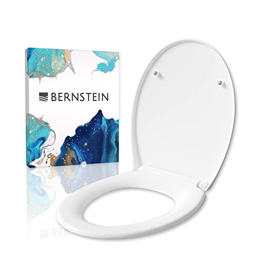BERNSTEIN Ovaler WC-Sitz mit Absenkautomatik U2004 Weiss, abnehmbarer Toilettensitz aus Duroplast, Ersatz-WC-Brille Soft-Close-Funktion Oval, Edelstahlbefestigung von BERNSTEIN