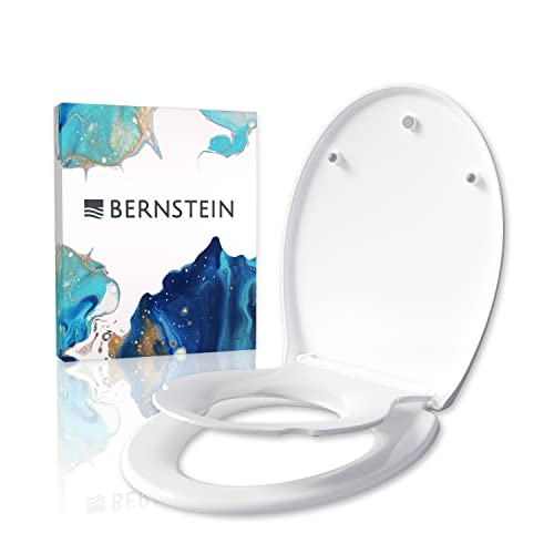 BERNSTEIN Ovaler WC-Sitz mit Kindersitz-Toilettendeckel Klodeckel mit Absenkautomatik und Quick-Release-Funktion, Familien Toilettensitz mit Montagematerial und Magnethalterung robuster Deckel von BERNSTEIN