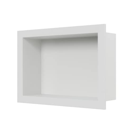 BERNSTEIN Wandnische aus Edelstahl BS203010-20 x 30 x 10 cm- Duschablage für Bad-Utensilien - flexibler Einbau - Duschnische in der Farbe Weiß von BERNSTEIN