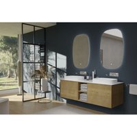 Badmöbel-Set Bernstein Inalco 1500 Open Storage mit Waschbecken Waschtischplatte ohne Armaturenlöcher Eiche natur von Bernstein