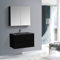 Badmöbel-Set Bernstein edge 750 mit Waschbecken Badmöbel Schwarz matt Waschbecken Schwarz matt von Bernstein