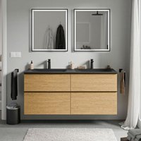 Badmöbel Unterschrank Bernstein LAVOA 140cm mit Mineralguss Waschbecken CREAM Badmöbel: Eiche Honiggold, Metallgriff: Chrom, Waschbecken: Schwarz Badmöbel Unterschrank Bernstein LAVOA 140cm mit Mineralguss Waschbecken CREAM Badmöbel: Eiche Honiggold, Metallgriff: Chrom, Waschbecken: Schwarz von Bernstein