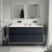 Badmöbel Unterschrank Bernstein LAVOA 140cm mit Mineralguss Waschbecken CREAM Badmöbel: Mitternachtsblau matt, Metallgriff: Anthrazit matt, Badmöbel Unterschrank Bernstein LAVOA 140cm mit Mineralguss Waschbecken CREAM Badmöbel: Mitternachtsblau matt, Metallgriff: Anthrazit matt, von Bernstein