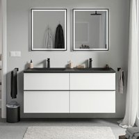 Badmöbel Unterschrank Bernstein LAVOA 140cm mit Mineralguss Waschbecken CREAM Badmöbel: Weiß matt, Metallgriff: Schwarz matt, Waschbecken: Schwarz Badmöbel Unterschrank Bernstein LAVOA 140cm mit Mineralguss Waschbecken CREAM Badmöbel: Weiß matt, Metallgriff: Schwarz matt, Waschbecken: Schwarz von Bernstein
