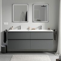 Badmöbel Unterschrank Bernstein LAVOA 160cm mit Mineralguss Waschbecken CREAM Badmöbel: Anthrazit matt, Metallgriff: Chrom, Waschbecken: Weiß matt Badmöbel Unterschrank Bernstein LAVOA 160cm mit Mineralguss Waschbecken CREAM Badmöbel: Anthrazit matt, Metallgriff: Chrom, Waschbecken: Weiß matt von Bernstein