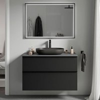 Badmöbel Unterschrank Bernstein lavoa 100cm Badmöbel: Schwarz matt, Waschtischplatte: Anthrazit matt, Metallgriff: Schwarz matt von Bernstein