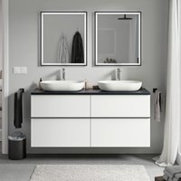 Bernstein - Badmöbel Unterschrank lavoa 120cm Badmöbel: Weiß matt, Waschtischplatte: Mitternachtsblau matt, Metallgriff: Chrom von Bernstein