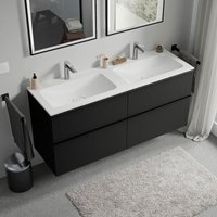 Badmöbel Unterschrank Bernstein lavoa 140cm mit Mineralguss Waschbecken cream Badmöbel: Schwarz matt, Metallgriff: Chrom, Waschbecken: Weiß matt mit Badmöbel Unterschrank Bernstein lavoa 140cm mit Mineralguss Waschbecken cream Badmöbel: Schwarz matt, Metallgriff: Chrom, Waschbecken: Weiß matt mit von Bernstein