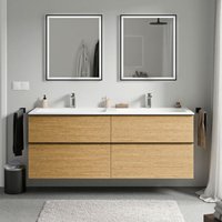 Badmöbel Unterschrank Bernstein lavoa 160cm mit Mineralguss Waschbecken cream Badmöbel: Eiche Honiggold, Metallgriff: Chrom, Waschbecken: Weiß matt Badmöbel Unterschrank Bernstein lavoa 160cm mit Mineralguss Waschbecken cream Badmöbel: Eiche Honiggold, Metallgriff: Chrom, Waschbecken: Weiß matt von Bernstein