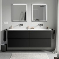 Badmöbel Unterschrank Bernstein lavoa 160cm mit Mineralguss Waschbecken cream Badmöbel: Schwarz matt, Metallgriff: Schwarz matt, Waschbecken: Weiß Badmöbel Unterschrank Bernstein lavoa 160cm mit Mineralguss Waschbecken cream Badmöbel: Schwarz matt, Metallgriff: Schwarz matt, Waschbecken: Weiß von Bernstein