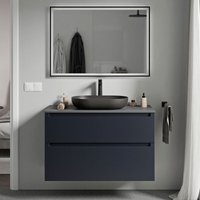 Badmöbel Unterschrank Bernstein vireo 100cm Badmöbel: Mitternachtsblau matt, Waschtischplatte: Anthrazit matt von Bernstein