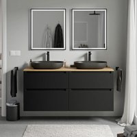 Badmöbel Unterschrank Bernstein vireo 120cm Badmöbel: Schwarz matt, Waschtischplatte: Eiche honiggold von Bernstein