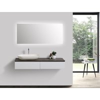 Badmöbel Vision 1200 Weiß matt - Spiegel und Aufsatzwaschbecken optional Ohne Spiegel, ohne zusätzl. Blende, Ohne Waschbecken von Bernstein