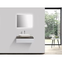 Badmöbel Vision 700 Weiß matt - Spiegel und Aufsatzwaschbecken optional Ohne Spiegel, ohne zusätzl. Blende, Ohne Waschbecken von Bernstein