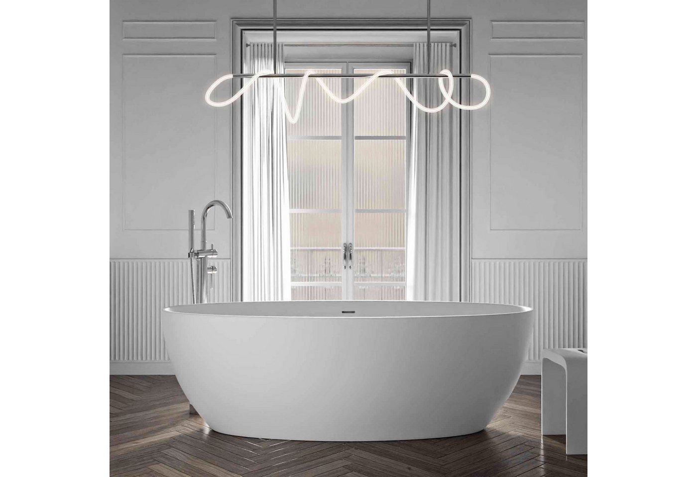 Bernstein Badewanne TERRA, (Acrylbadewannen, freistehende Wanne, Acrylwanne, Sanitäracryl), Freistehende Badewanne 186x88x60 cm Weiß glänzend von Bernstein